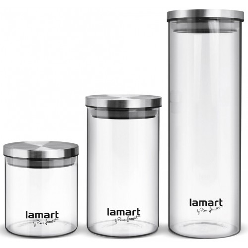 LAMART LT6025 zestaw 3 szklanych pojemników do przechowywania 42003320