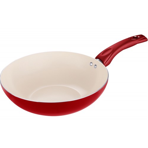 LAMART ECOLOR Patelnia ceramiczna "wok" LTK2808RW czerwona, 42000199 LAMART ECOLOR Patelnia ceramiczna "wok" LTK2808RW czerwona, 42000199