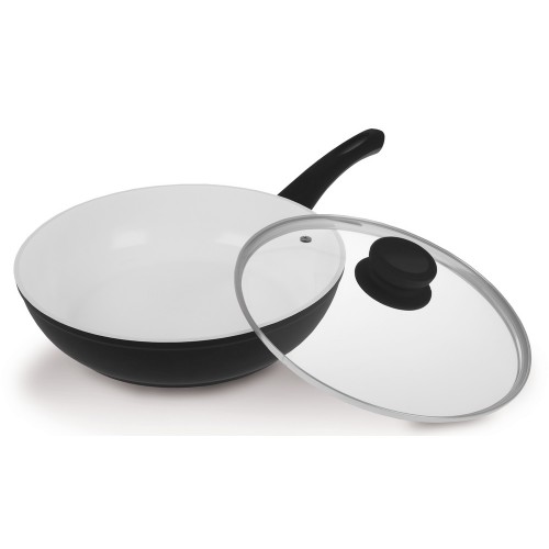 LAMART Patelnia ceramiczna WOK 28 cm, K2870BW biały/czarny, 40026525