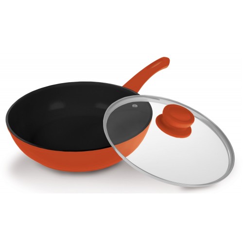 LAMART Patelnia ceramiczna WOK 28 cm, K2870RB czerwona, 40026526
