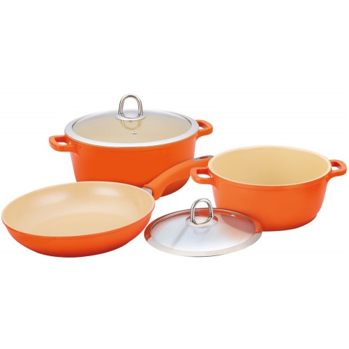 LAMART CERAMIC Komplet garnków ceramicznych K202428 5 szt. pomarańczowy, 42000520 LAMART CERAMIC Komplet garnków ceramicznych K202428 5 szt. pomarańczowy, 42000520