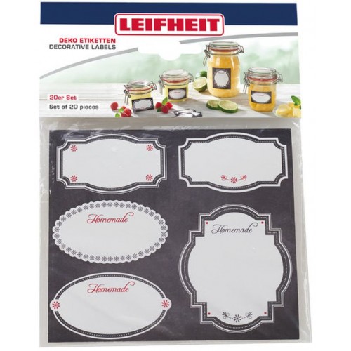 LEIFHEIT Etykiety dekoracyjne na słoiki i butelki czarno-białe 03218