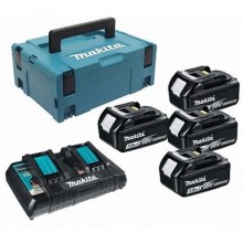 Makita 197970-3 Zestaw Li-ion LXT 18V 4xBL1830B + DC18RD Ładowarka + Makpac 2