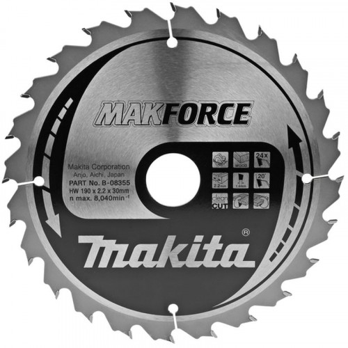 Makita B-08355 Makforce Tarcza tnąca do drewna 190x30mm 24Z