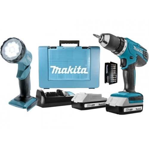 MAKITA Wkrętak akumulatorowy z lampą i akcesoriami Li-ion 18V / 1,3Ah Seria G, DF457DWLX1