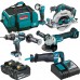 Makita DLX5034T Zestaw DHP481Z + DGA504Z + DHS680Z + DJR187Z + DML802 + 2xBL1850B