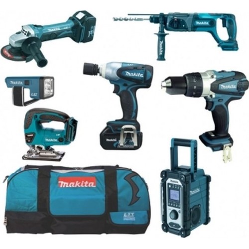 Makita DLX7000X4 Zestaw akumulatorowy DHP458Z DGA452Z + DHR241Z BMR102 DTW251Z + DJV180ZD