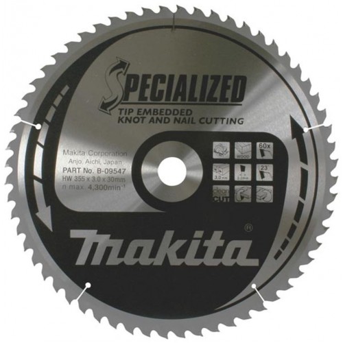 MAKITA TARCZA TNĄCA SPECJALIZOWANA gwoździe, sęki 355X30MM; 60Z B-09547 MAKITA TARCZA TNĄCA SPECJALIZOWANA gwoździe, sęki 355X30MM; 60Z B-09547