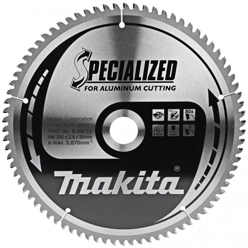 Makita B-33386 Tarcza do piły, Specialized T.C.T, 260 x 30 mm, 80 Z= old B-09715