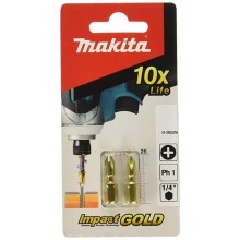 Makita B-28329 Impact Gold Końcówka wkrętakowa skrętna bit PH1, 1/4, 25mm/2szt