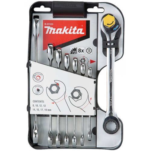 Makita B-65523 Klucz płaski z grzechotką, 8 szt.