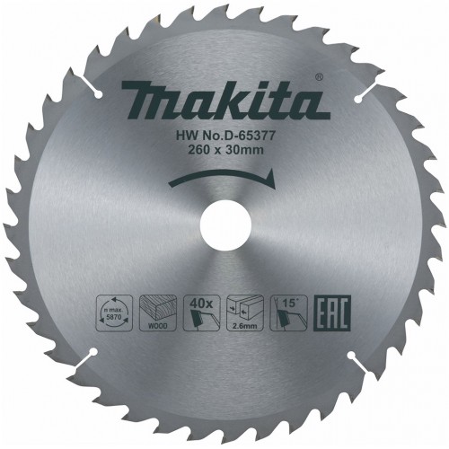 Makita D-65377 tarcza tnąca 260mm x 30mm, 40T