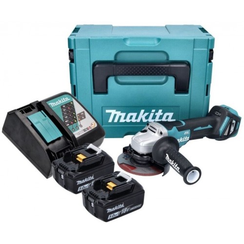 Makita DGA515RTJ Akumulatora szlifierka kątowa 125mm Li-ion (18V/2x 5,0 Ah) Makpac