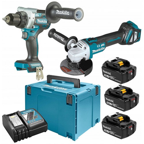 Makita DLX2431TJ Combo set DDF486+DGA513 (3x5,0Ah+DC18RC+Makpac)