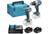 Makita DLX2528TJ Zestaw narzędzi akumulatorowych 18V DDF492 + DTW300 + (2x5,0Ah) + Makpac