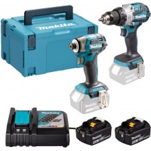 Makita DLX2528TJ Zestaw narzędzi akumulatorowych 18V DDF492 + DTW300 + (2x5,0Ah) + Makpac