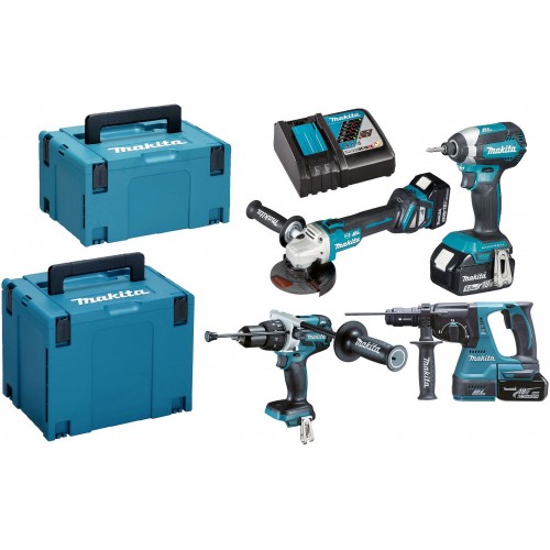 Makita DLX4104TJ1 Zestaw Combo DGA513+DHR243+DHP481+DTD153 Li-ion LXT 18V