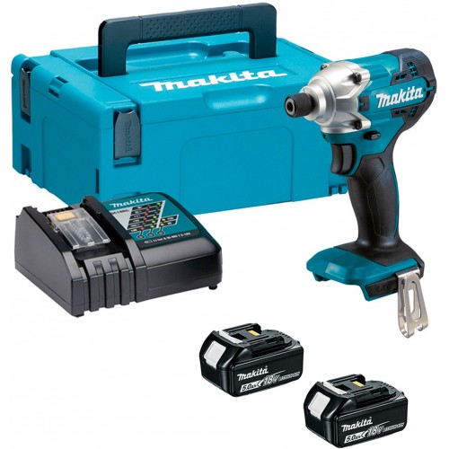 Makita DTD156RTJ Zakrętak akumulatorowy udarowy 1/4" Li-ion LXT (18V/2x5,0Ah) Makpac