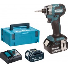 Makita DTD173RTJ Akum. wkrętarka udarowa 1/4" Li-ion LXT (18V/ 2x 5,0Ah), Makpac
