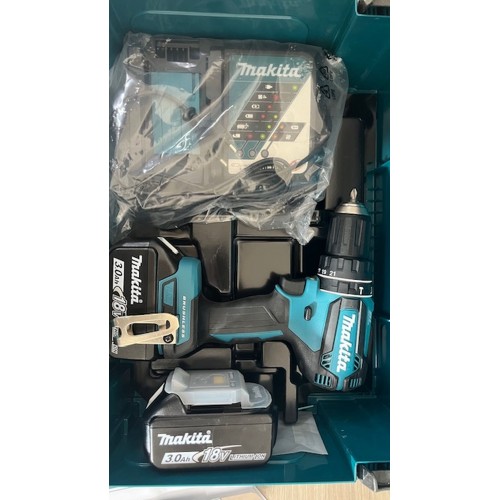 WYPRZEDAŻ Makita DHP485RFJ wkrętarka udarowa bezszczotkowa 2×3,0Ah/18V Makpac USZKODZONE