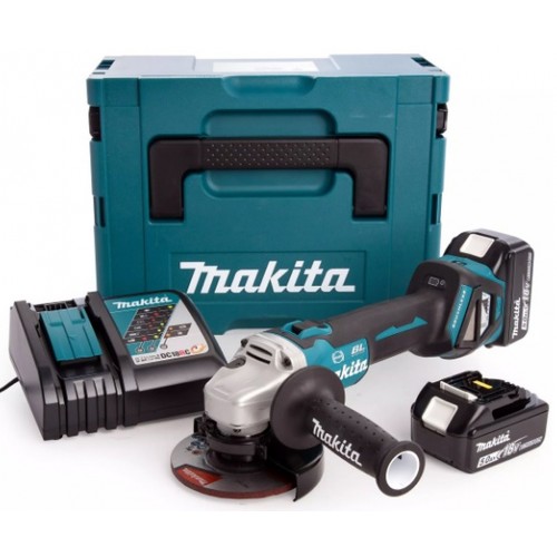 Makita DGA513RTJ Aku szlifierka kątowa 125mm, 125mm, Li-ion (2x5,0Ah/18V) Makpac