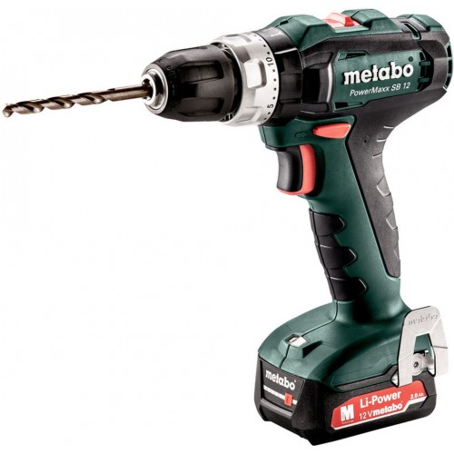 Metabo 601076500 POWERMAXX SB 12 Akum. wiertarka udarowa 12V 2x2Ah Li-Ion, MetaBOX