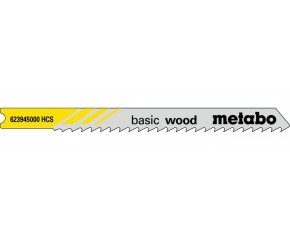 Metabo 623945000 „Basic wood" 5 u-Brzeszczotów do wyrzynarek, 74/3,0 mm
