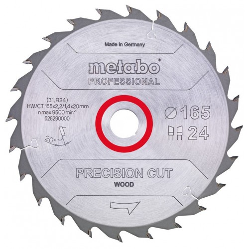 Metabo 628031000 "Precision cut wood - P" Tarcza tnąca 160X20, Z24 WZ 20°