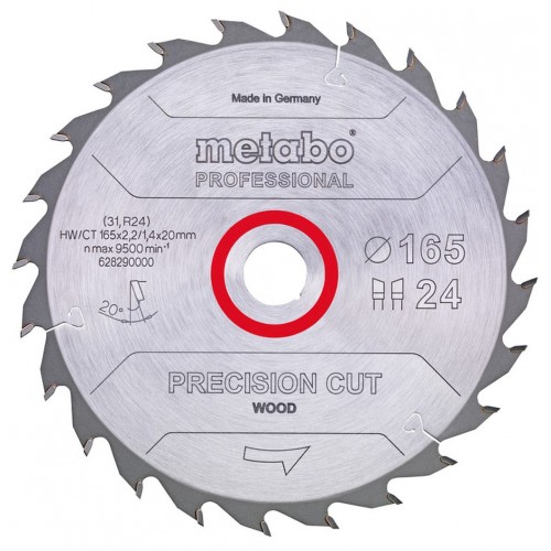Metabo "Precision cut wood - P" Tarcza tnąca 160X20, Z24 WZ 20° 628031000