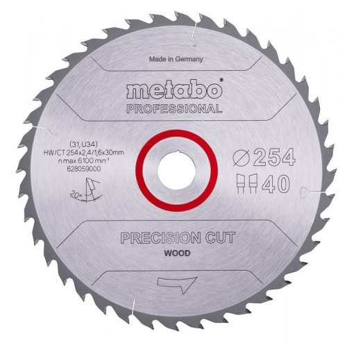 Metabo Precision Cut Wood Professional Tarcza tnąca 254x30, Z40 WZ 20° 628059000