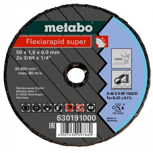 Metabo 630191000 Flexiarapid super Tarcze tnące, do stali nierdzewnej|stali 50x1,0x6,0