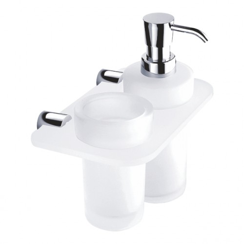 NIMCO BORMO Uchwyt z kubkiem i dozownikiem, szkło/chrom BR X3-5831W-26
