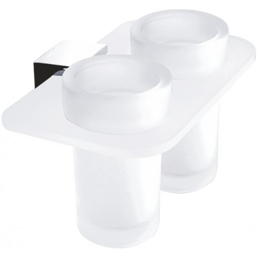 NIMCO KIBO Uchwyt z kubkami ze szkła mrozonego matowego, chrom Ki X3-58DW-26 NIMCO KIBO Uchwyt z kubkami ze szkła mrozonego matowego, chrom Ki X3-58DW-26