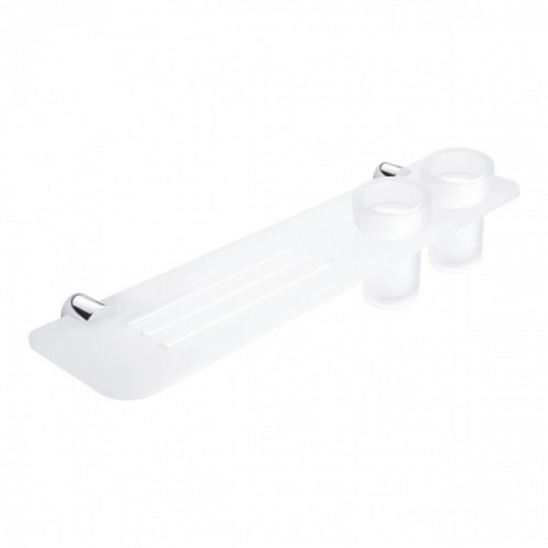 NIMCO BORMO Półka z frezowanymi otworami i kubkami ze szkła, 50 cm, chrom BR X350-58DW-26