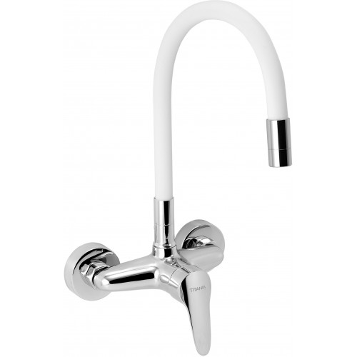 FERRO Bateria zlewozmywakowa, elastyczna wylewka, 150mm, biały 94480,0B