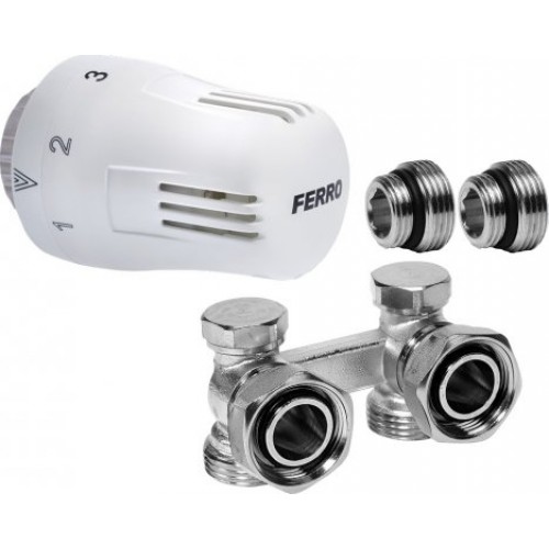 Ferro Komplet termostatyczny kątowy uniwersalny 1/2" ZTV2