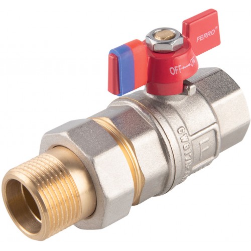 Ferro zawór kulowy wodny ze śrubunkiem 3/4", DN20 FKPS2