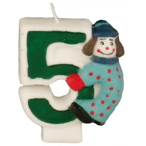 PAPSTAR Urodzinowa świeczka, numer 5 "CLOWN" 8 cm 19415 PAPSTAR Urodzinowa świeczka, numer 5 "CLOWN" 8 cm 19415