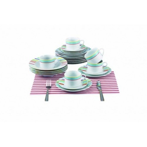 RENBERG Serwis obiadowy, zestaw 30 szt. kolorowe paski RB-80131