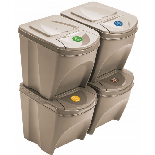 Prosperplast SORTIBOX ECO WOOD Zestaw koszy na śmieci 4x25l, naturo IKWB25S4W Prosperplast SORTIBOX ECO WOOD Zestaw koszy na śmieci 4x25l, naturo IKWB25S4W