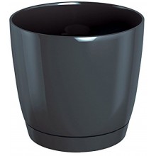 Prosperplast COUBI ROUND P Doniczka z miską 2,8l, grafit połysk DUOP180
