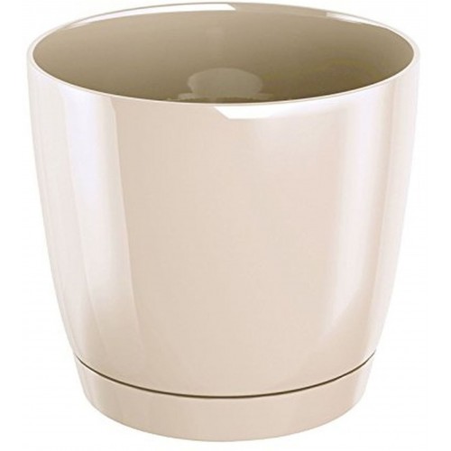 Prosperplast COUBI ROUND P Doniczka z miską 7,5l, kremowy połysk DUOP240