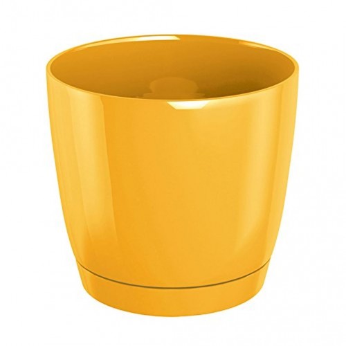 PROSPERPLAST COUBI Doniczka z miską 0,5 l, żółta połysk DUOP100