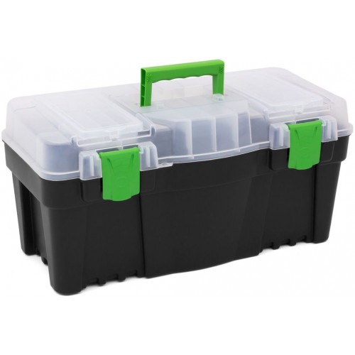 Prosperplast GREENBOX Plastikowa walizka na narzędzia czarna, 597 x 285 x 320 mm N25G