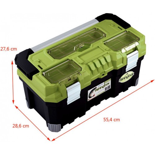 PROSPERPLAST FISHINGBOX Plastikowa walizka na narzędzia zielona, 554 x 286 x 276 mm NTF22A