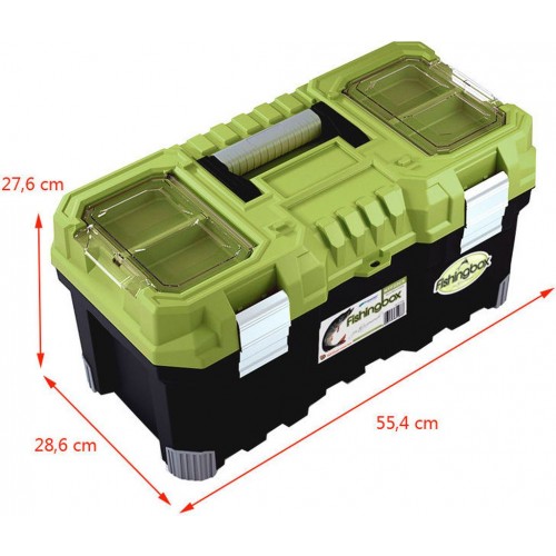 PROSPERPLAST FISHINGBOX Plastikowa walizka na narzędzia zielona, 554 x 286 x 276 mm NTF22C