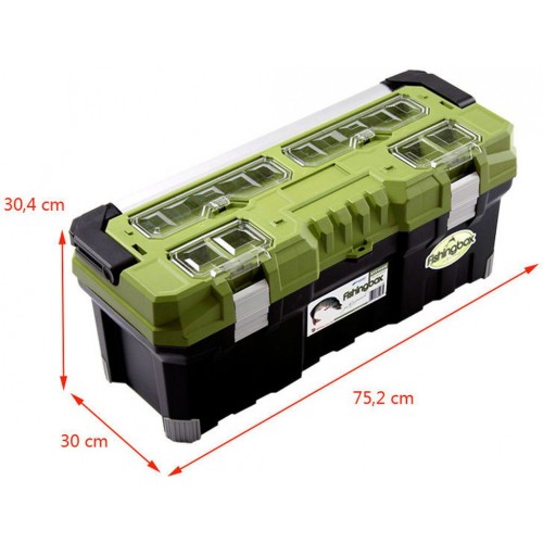 PROSPERPLAST FISHINGBOX Plastikowa walizka na narzędzia zielona, 752 x 300 x 304 mm NTF30A