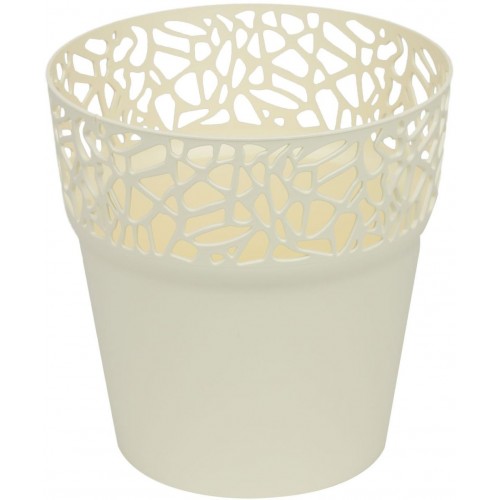 Prosperplast NATURO Donica z koronką 17,5 cm, kremowy DNAT175