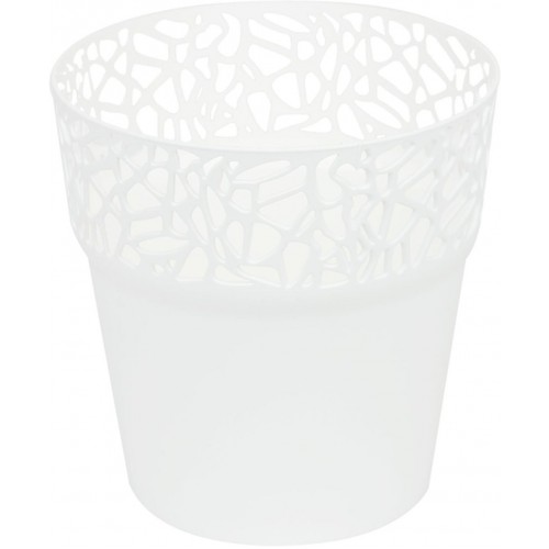 Prosperplast NATURO Donica z koronką 12 cm, biała DNAT120