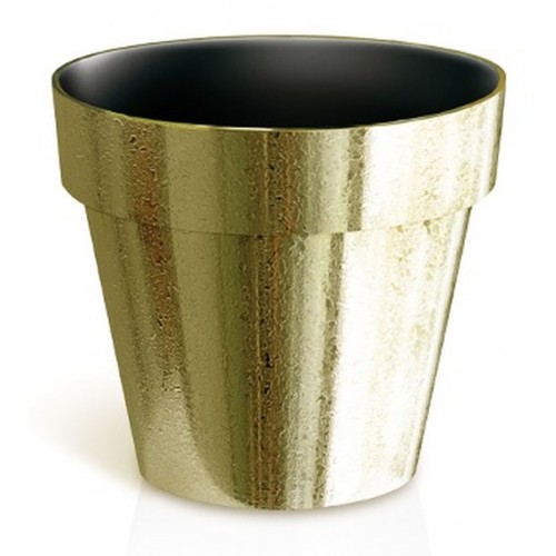 PROSPERPLAST CUBE CHROME GOLD Doniczka 0,6 l, złota struktura DGC110SF PROSPERPLAST CUBE CHROME GOLD Doniczka 0,6 l, złota struktura DGC110SF